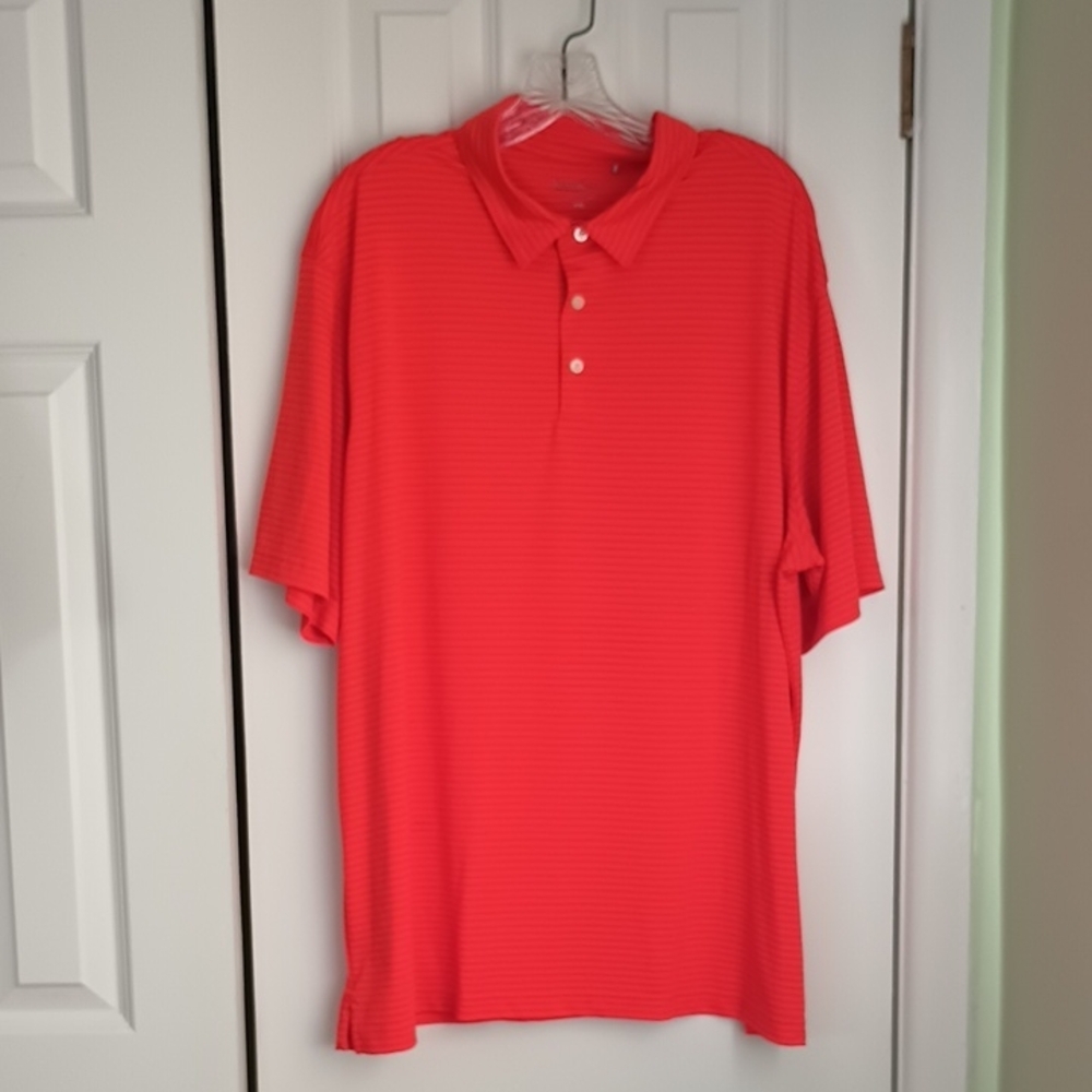 Walter Hagen Collar Sz XXL, Orange Polo Golf Tonal Stripe Performance Henley